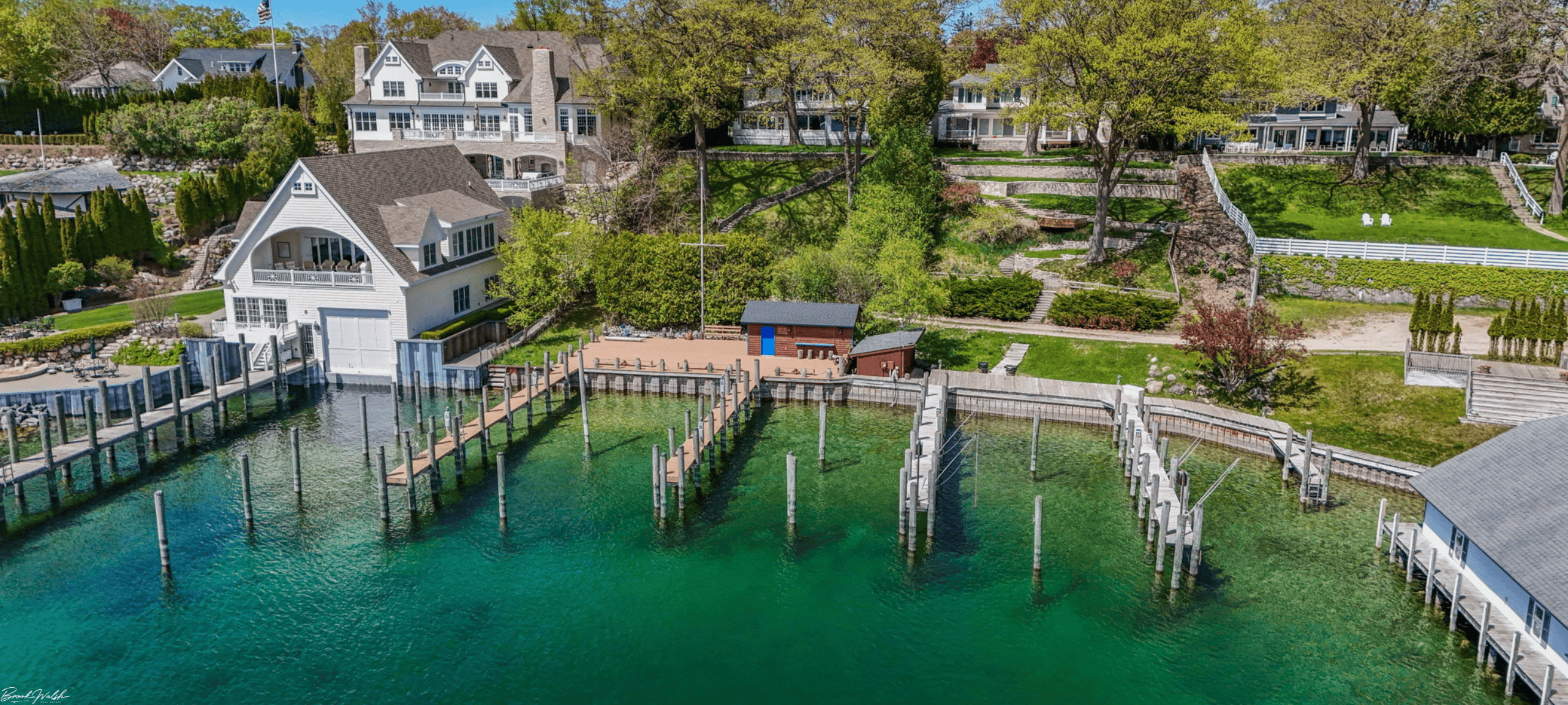 Waterfront estate with private marina on Round Lake in Charlevoix