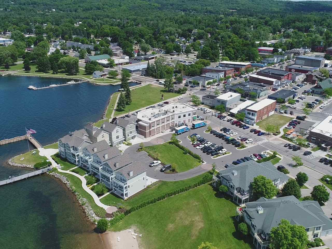 Resort Cottages Condominiums on Lake Charlevoix in downtown Boyne City, Michigan