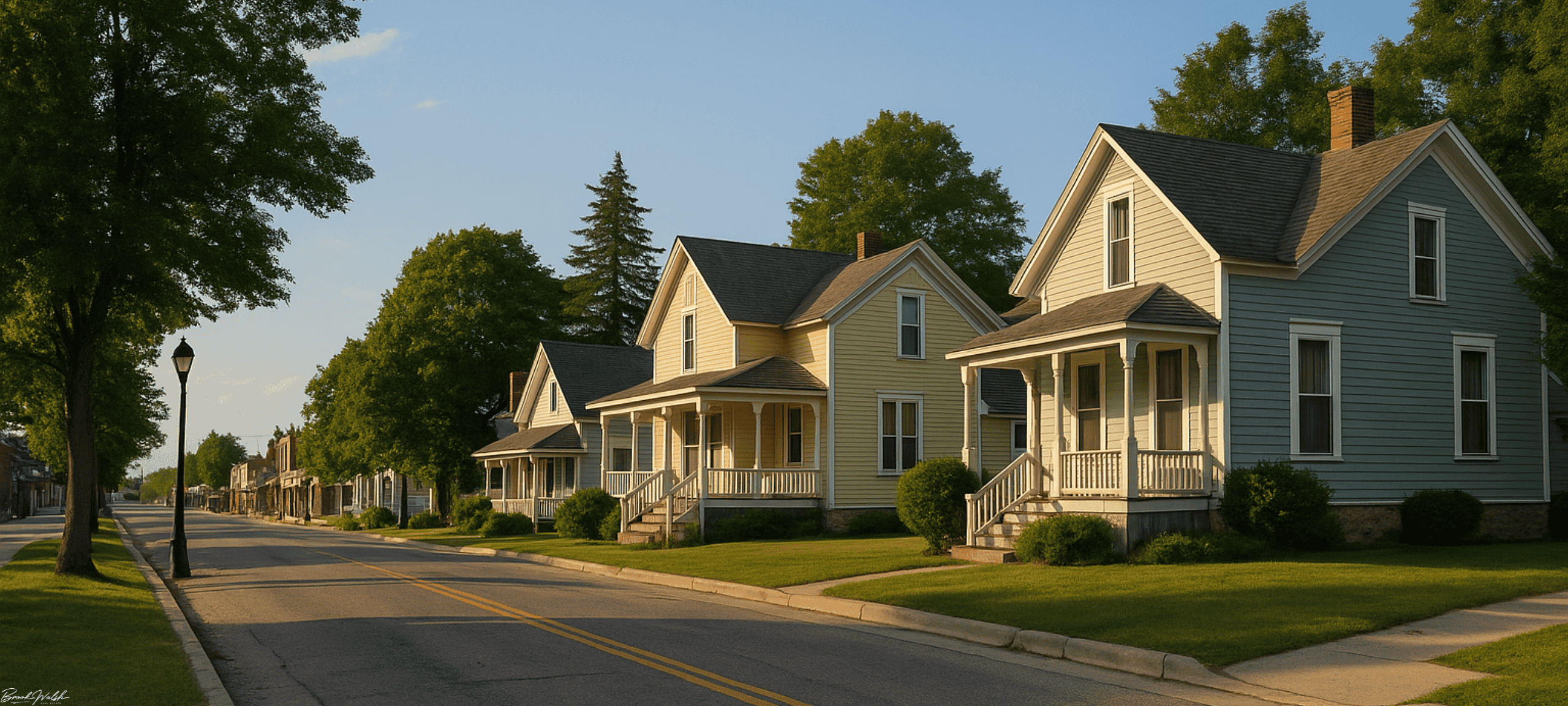 Charming downtown Atlanta, MI street view with historic homes and welcoming small-town atmosphere.