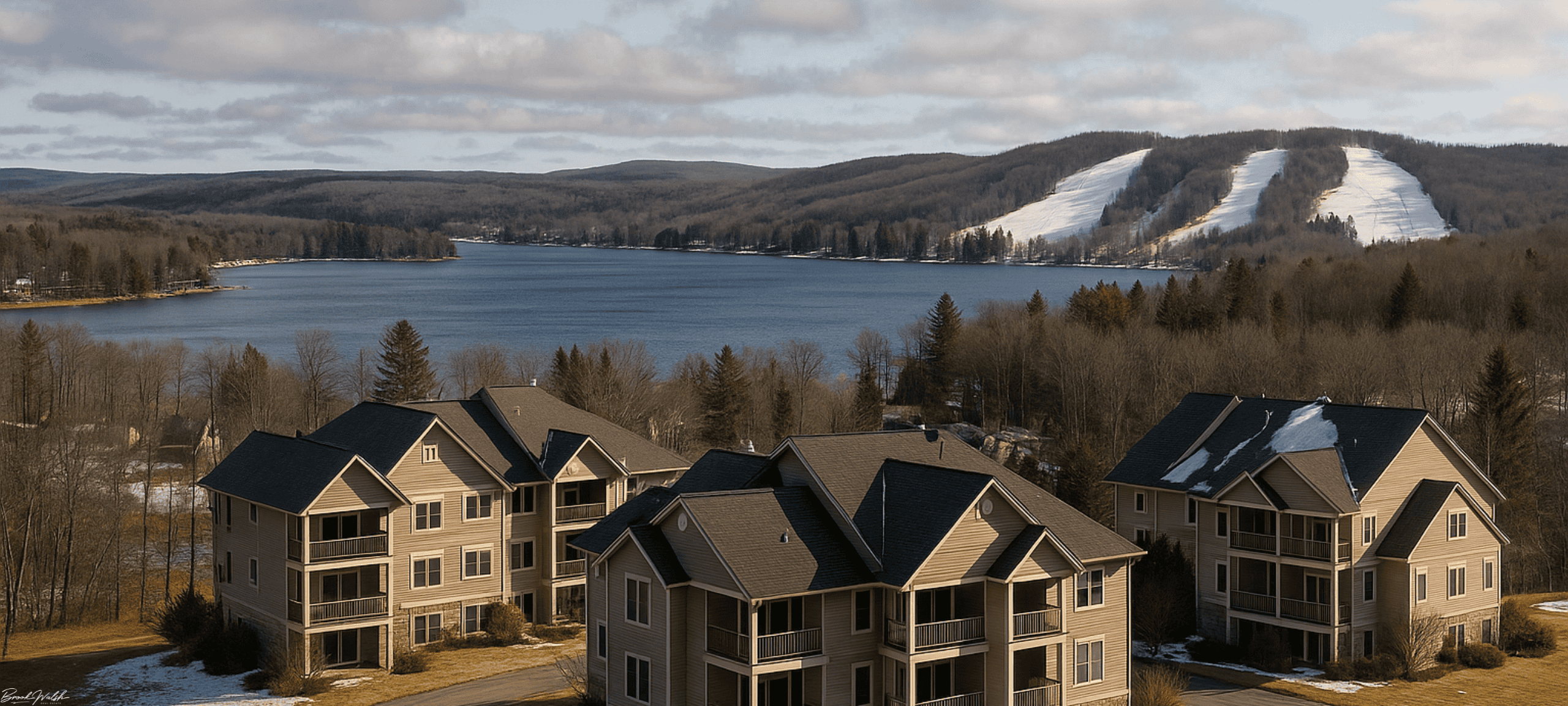 Scenic view of Bellaire, MI condos near lakes and ski resorts