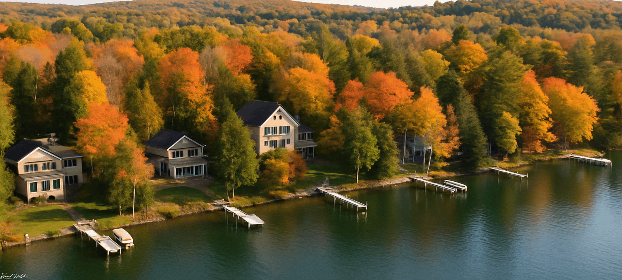 Bellaire, MI waterfront homes with scenic lake views and outdoor spaces