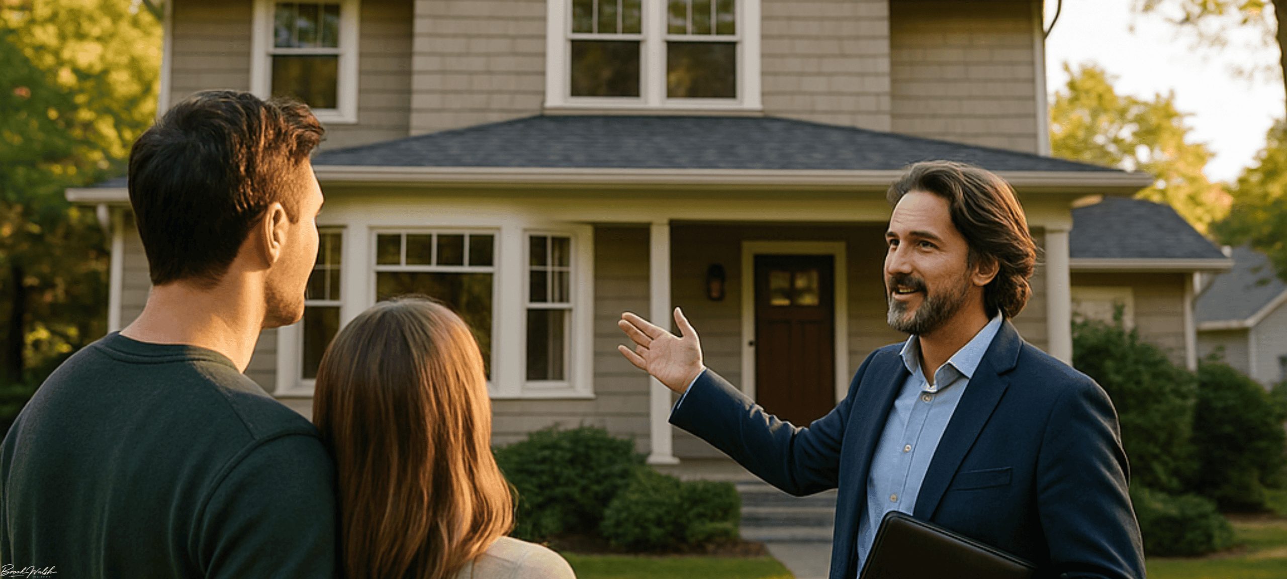 Brook Walsh Real Estate agent showing a Northern Michigan home to buyers