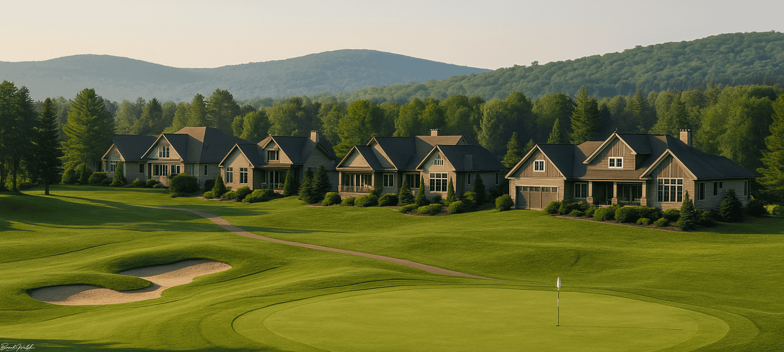 Caberfae Peaks golf course view with luxury homes in Cadillac, Michigan