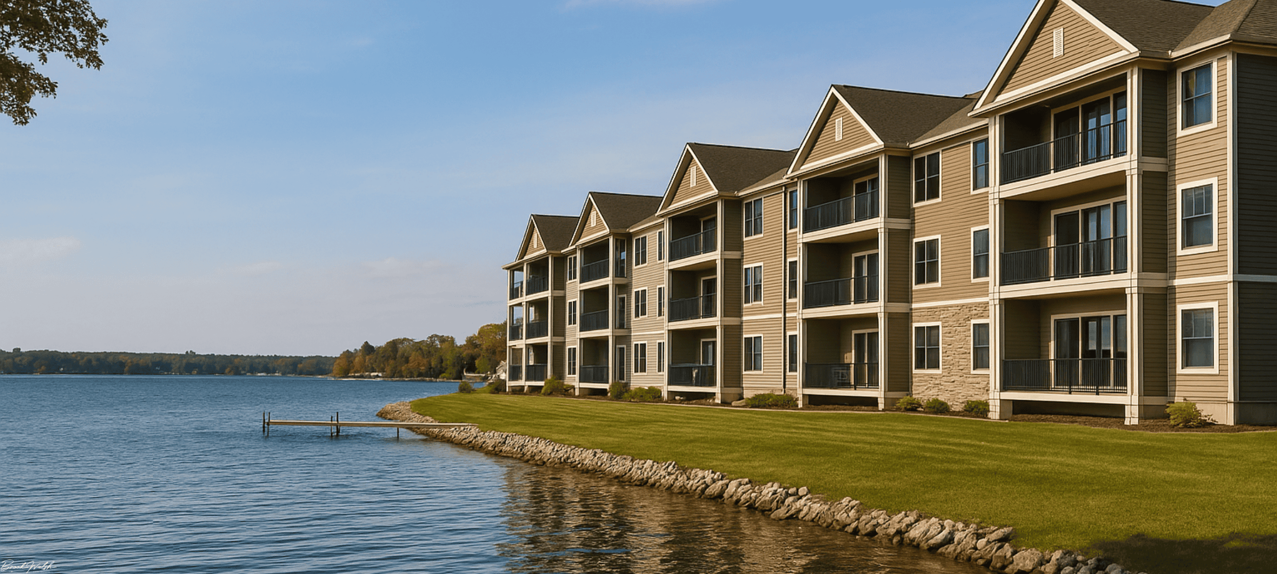 Lakefront condominiums for sale in Cadillac, MI with scenic views