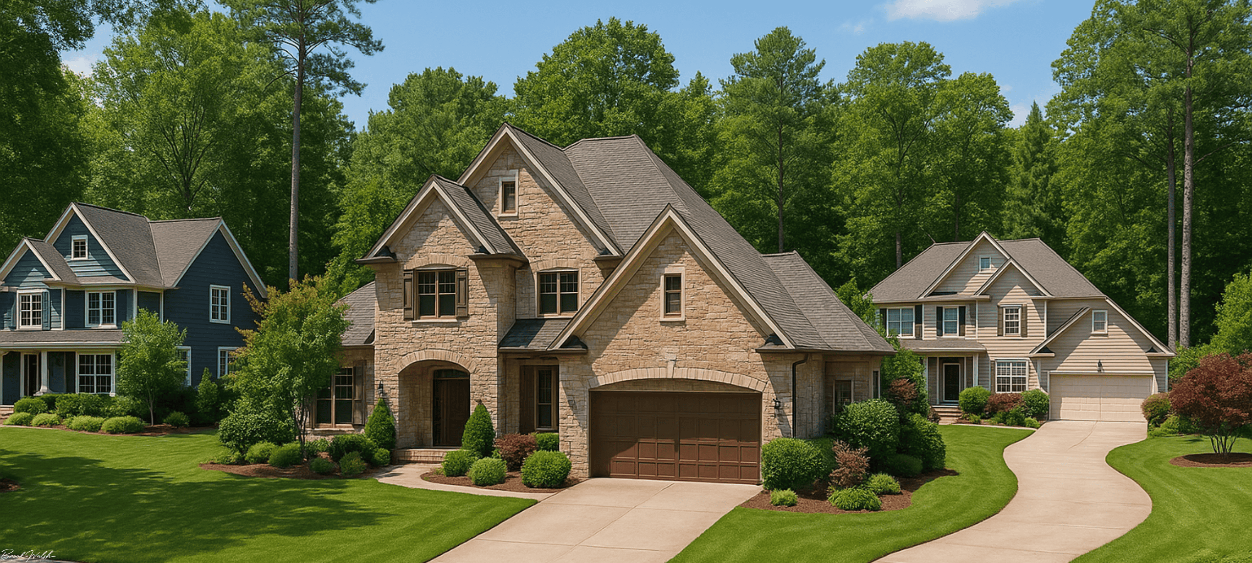 Beautiful homes in Country Club Hills, Petoskey, MI, surrounded by lush greenery and luxury amenities