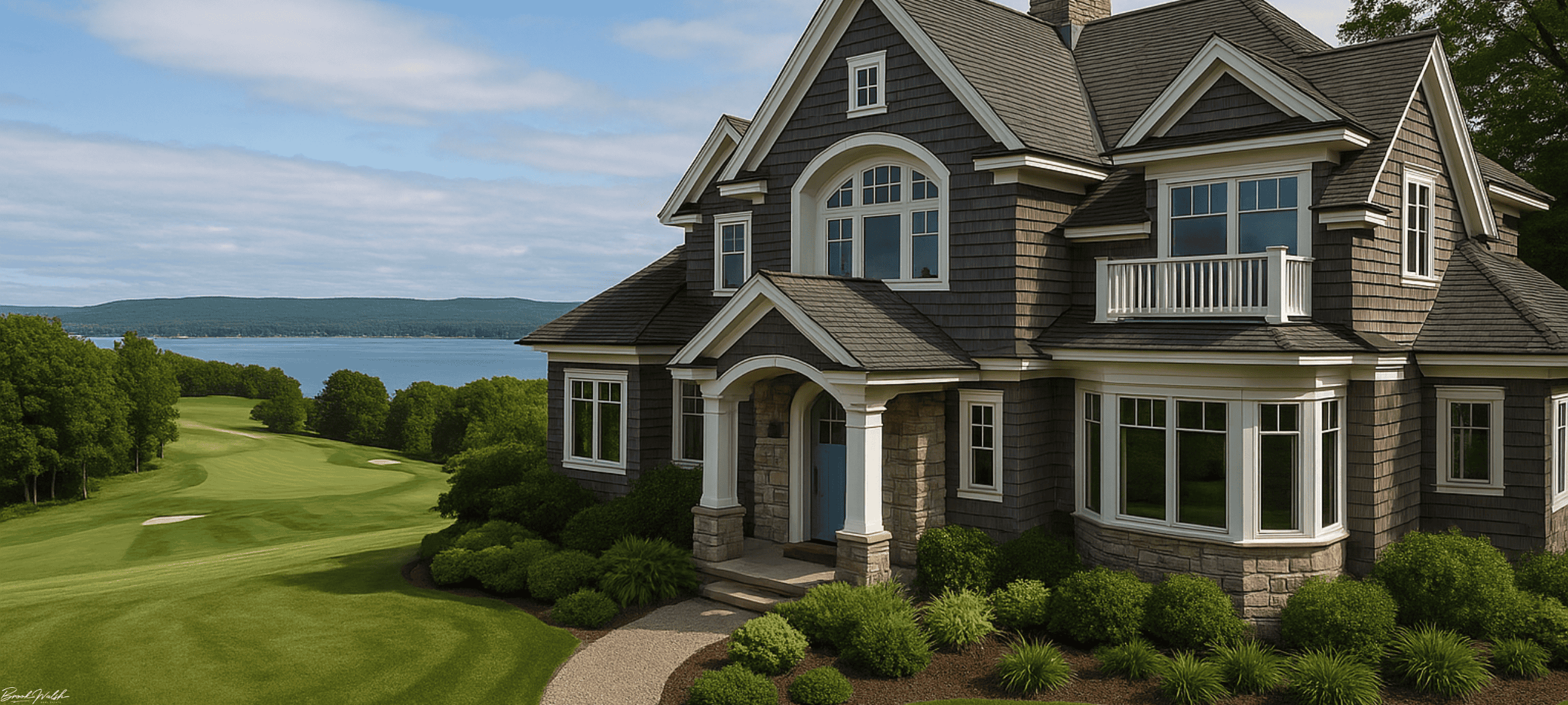 Elegant home in Crooked Tree, Petoskey, MI with golf course and bay views