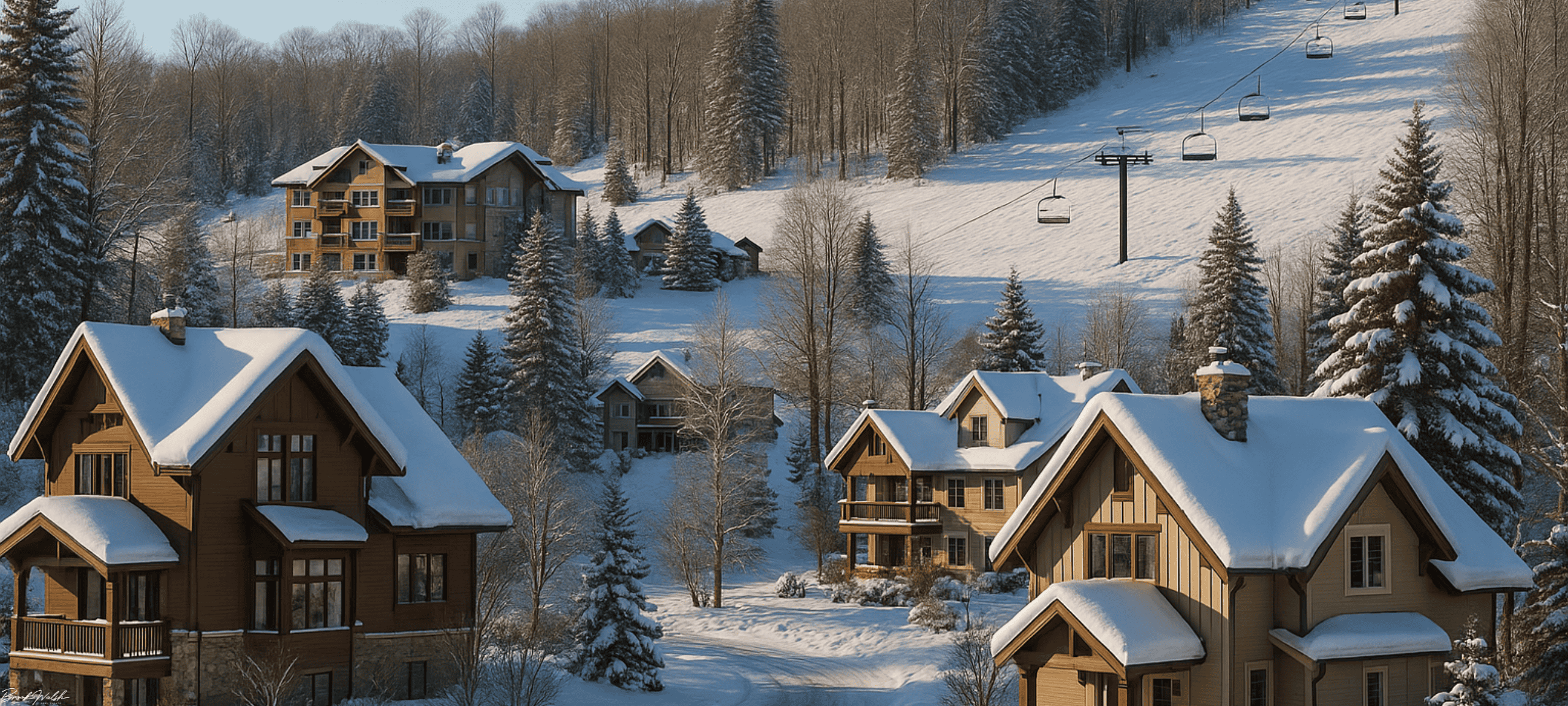 Crystal Mountain Resort ski homes in Thompsonville, Michigan with scenic winter views