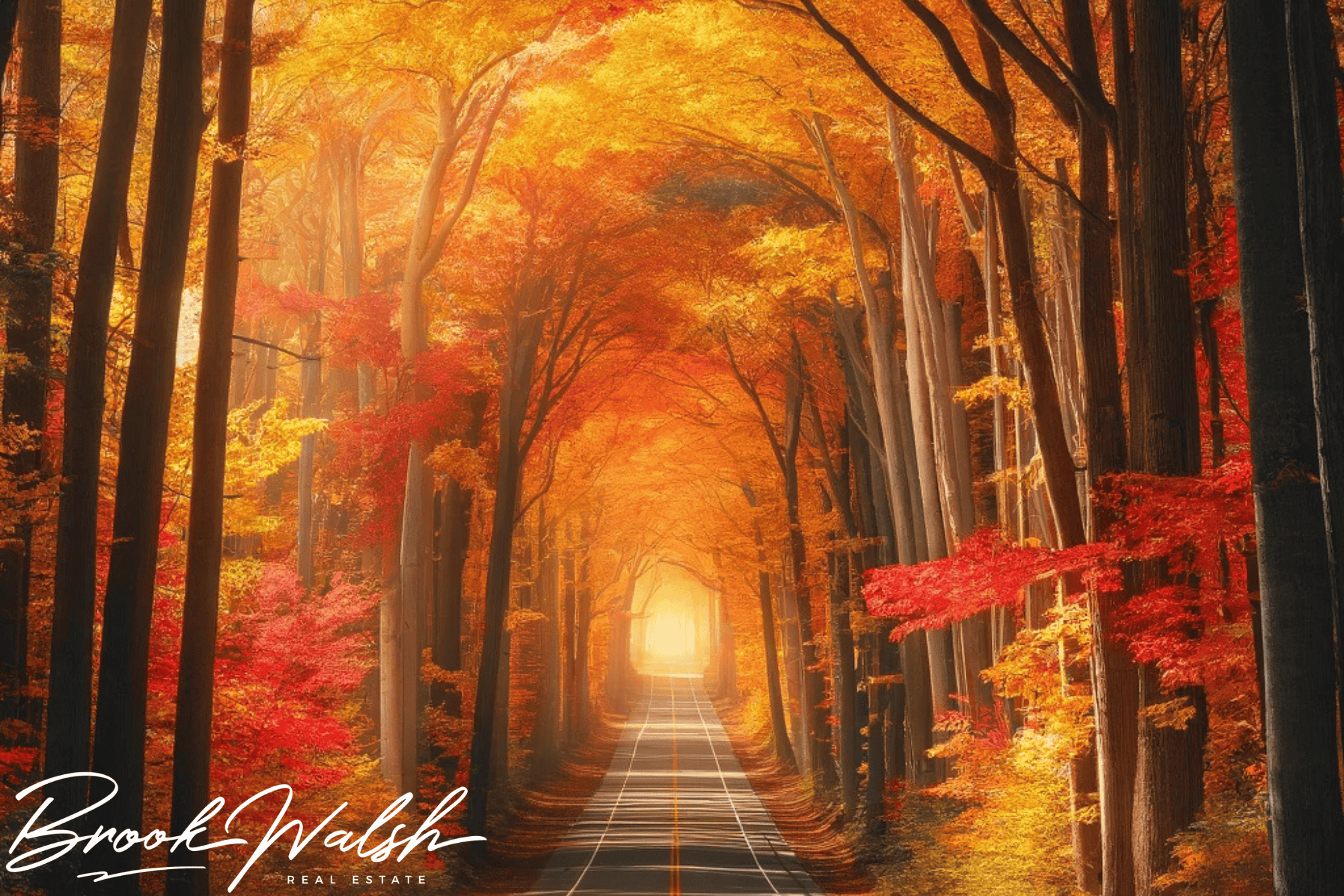Scenic view of Harbor Springs Tunnel of Trees in autumn