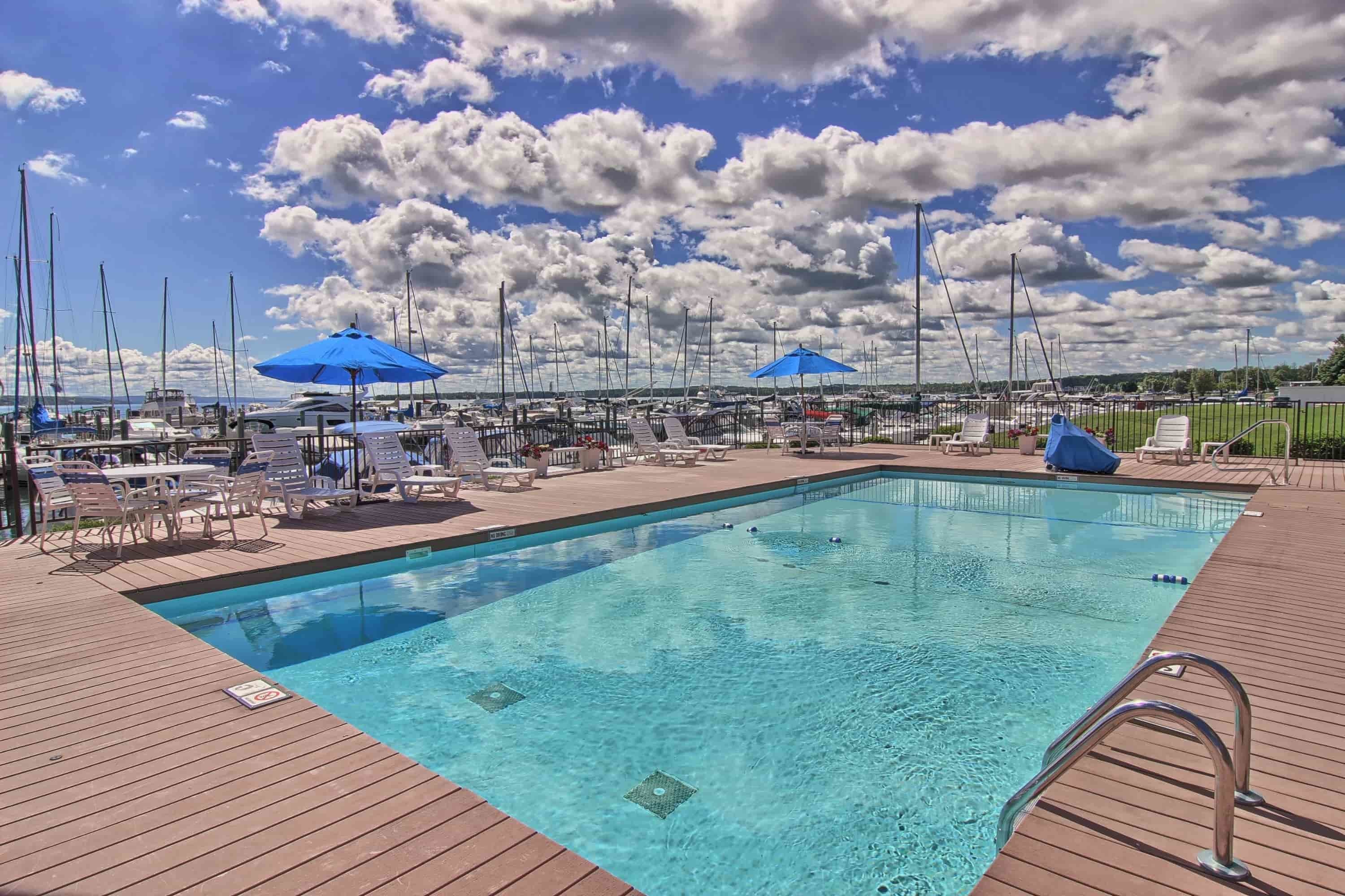 Pool at Foster Boat Works condominiums in Charlevoix, Michigan