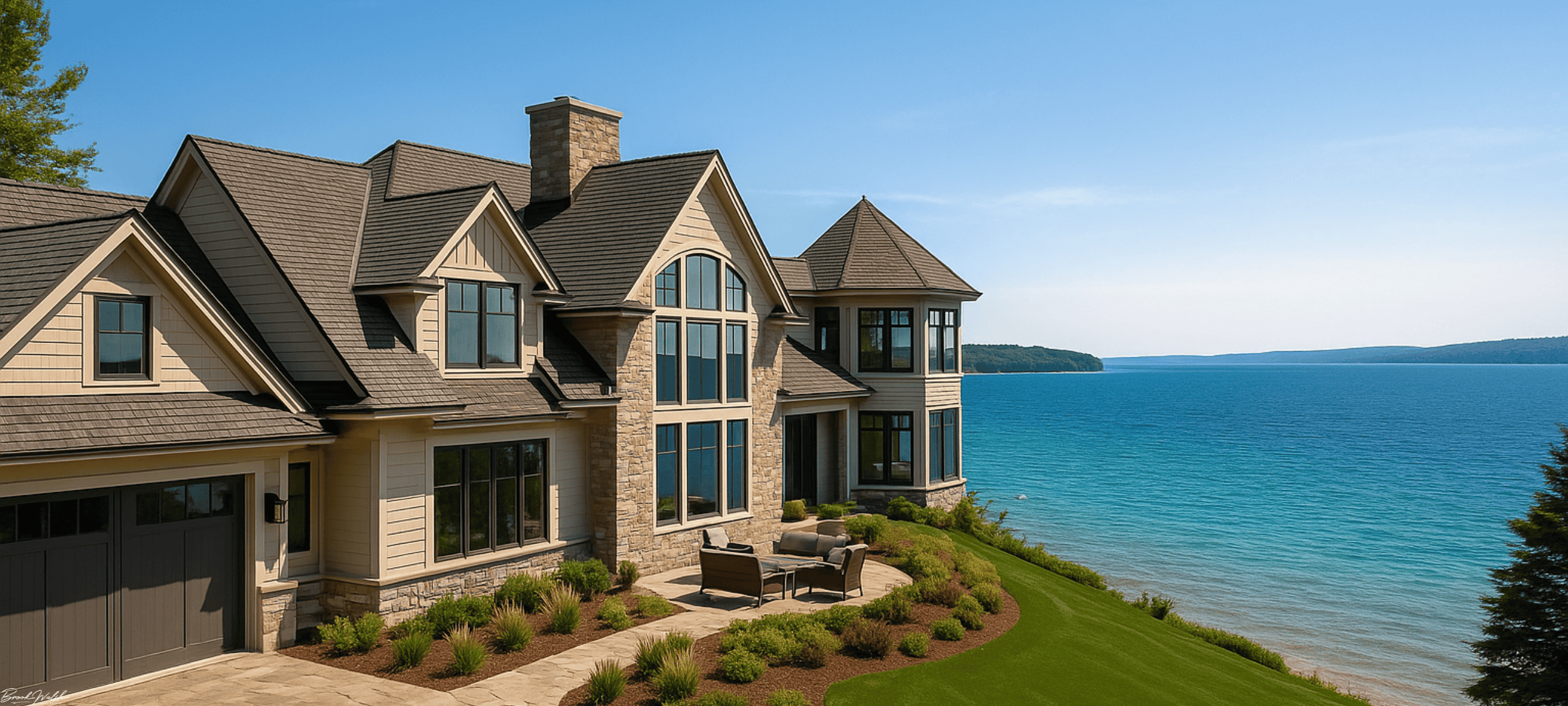 Lakefront luxury home in Glen Arbor, MI with panoramic views