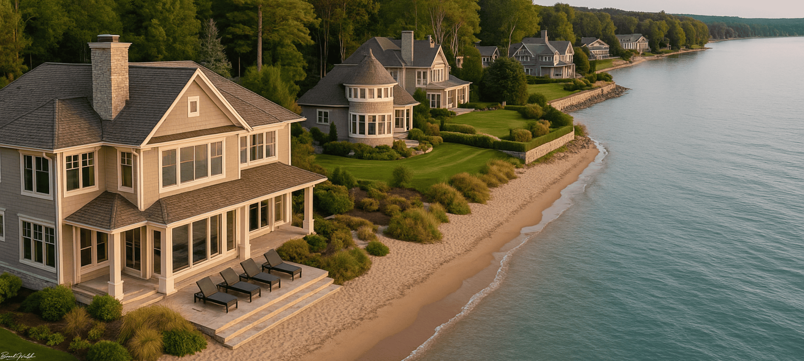 Luxury lakefront homes at Glenn Beach in Harbor Springs, MI