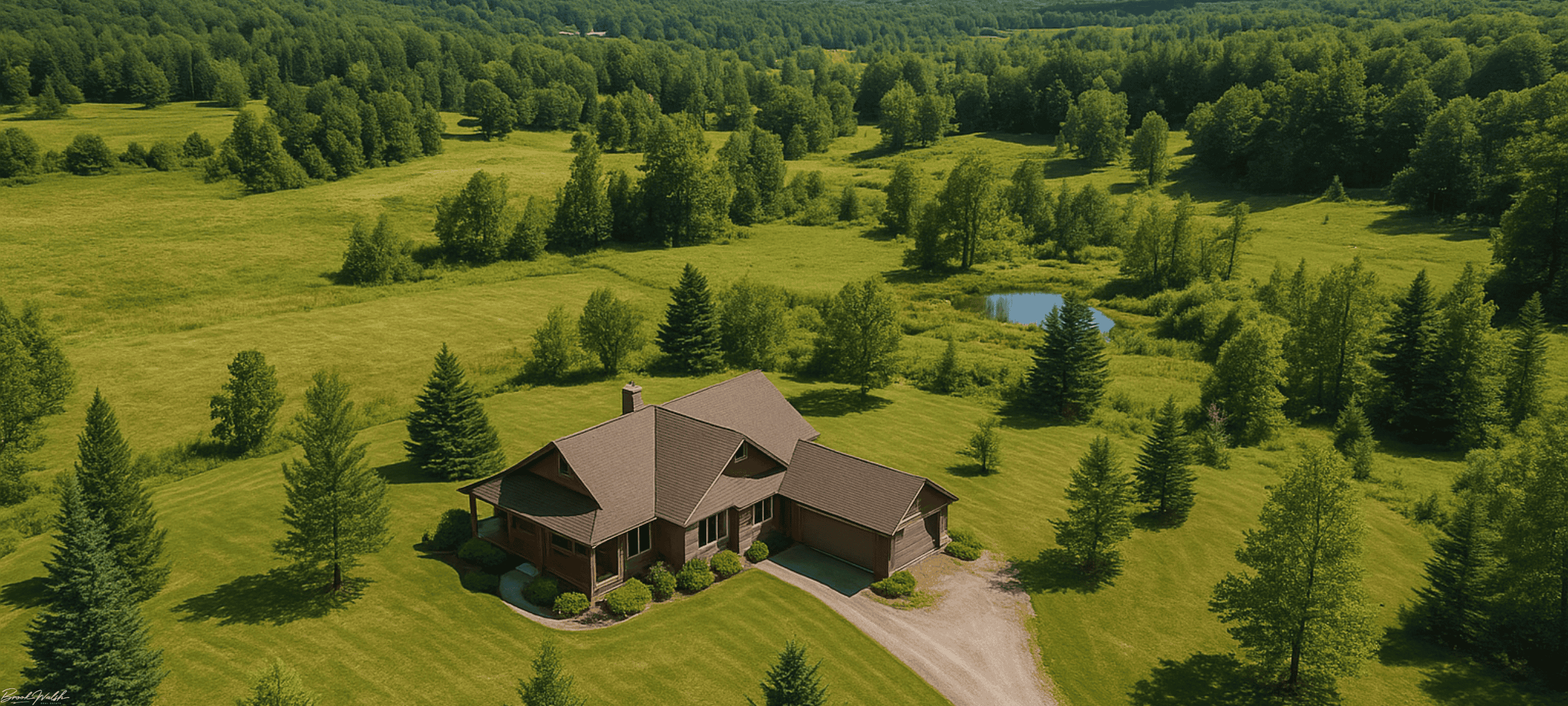 Aerial view of a land lover home in Harbor Springs, MI