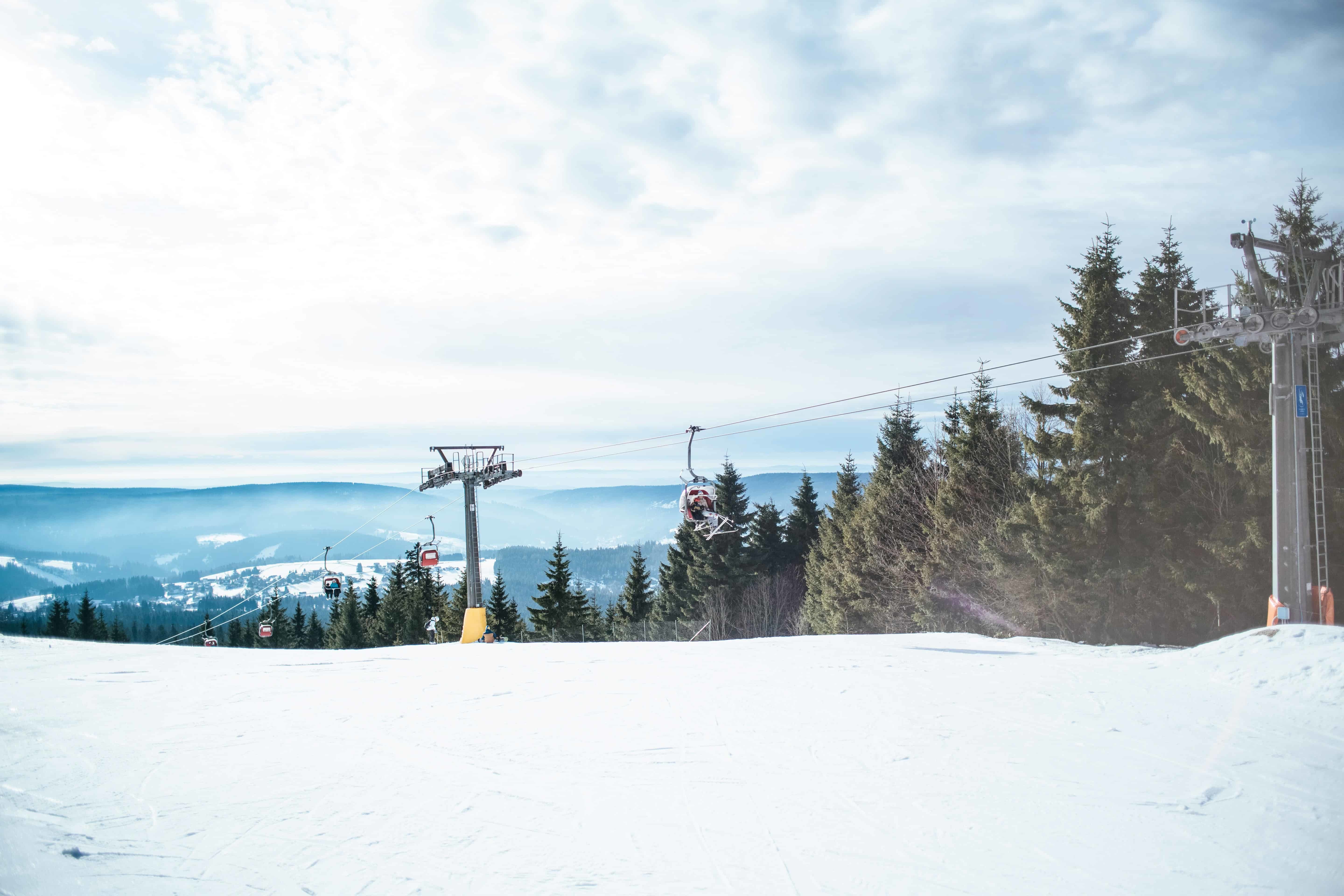 Skiers enjoying the slopes at Harbor Springs, Michigan.