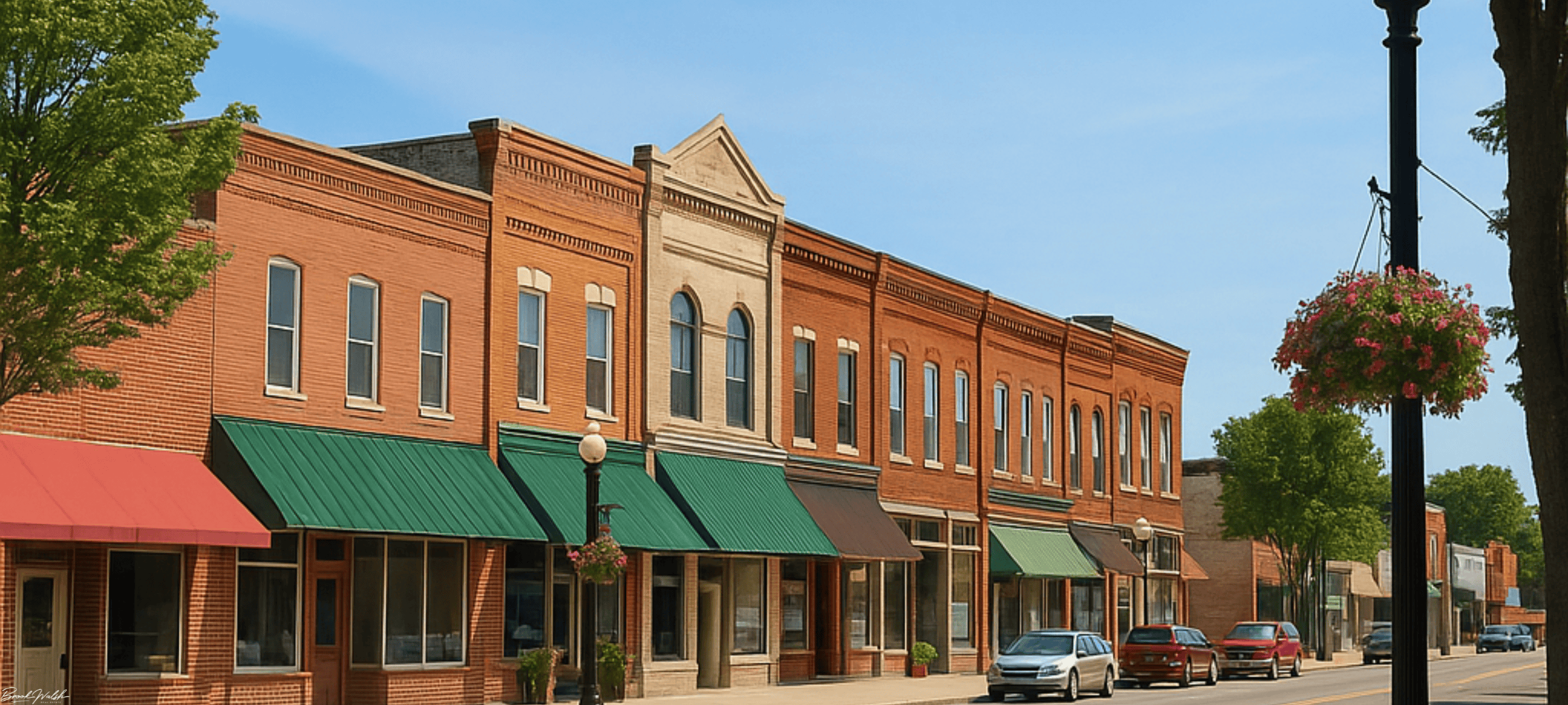 Downtown Hillman, Michigan commercial buildings and streetscape showcasing real estate opportunities