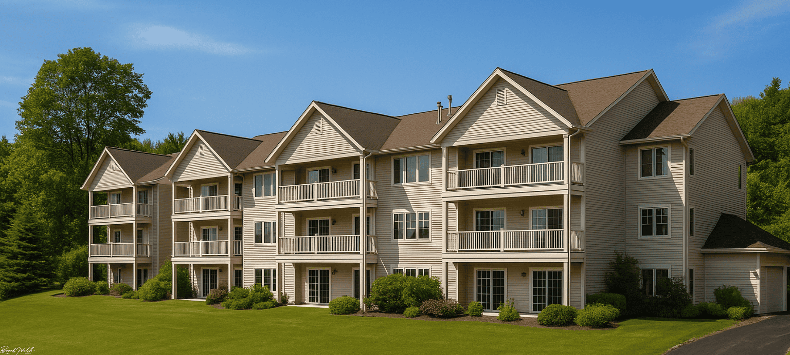 Exterior view of Hillside Condominiums in Petoskey, Michigan