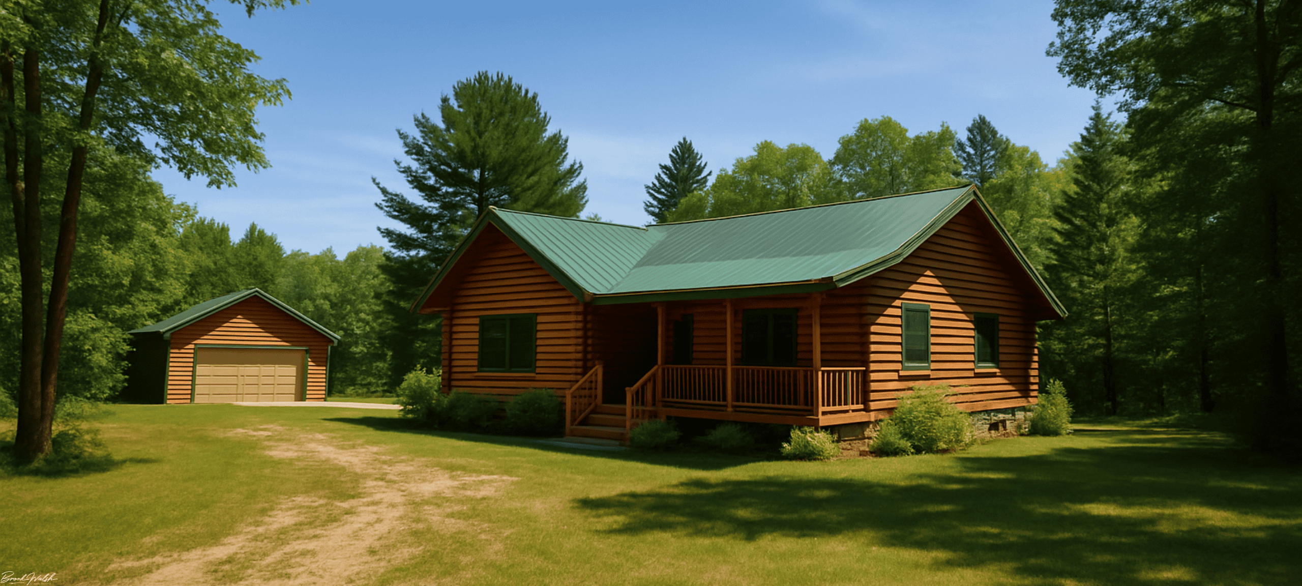 Scenic land lover home near Houghton Lake, MI with wooded acreage