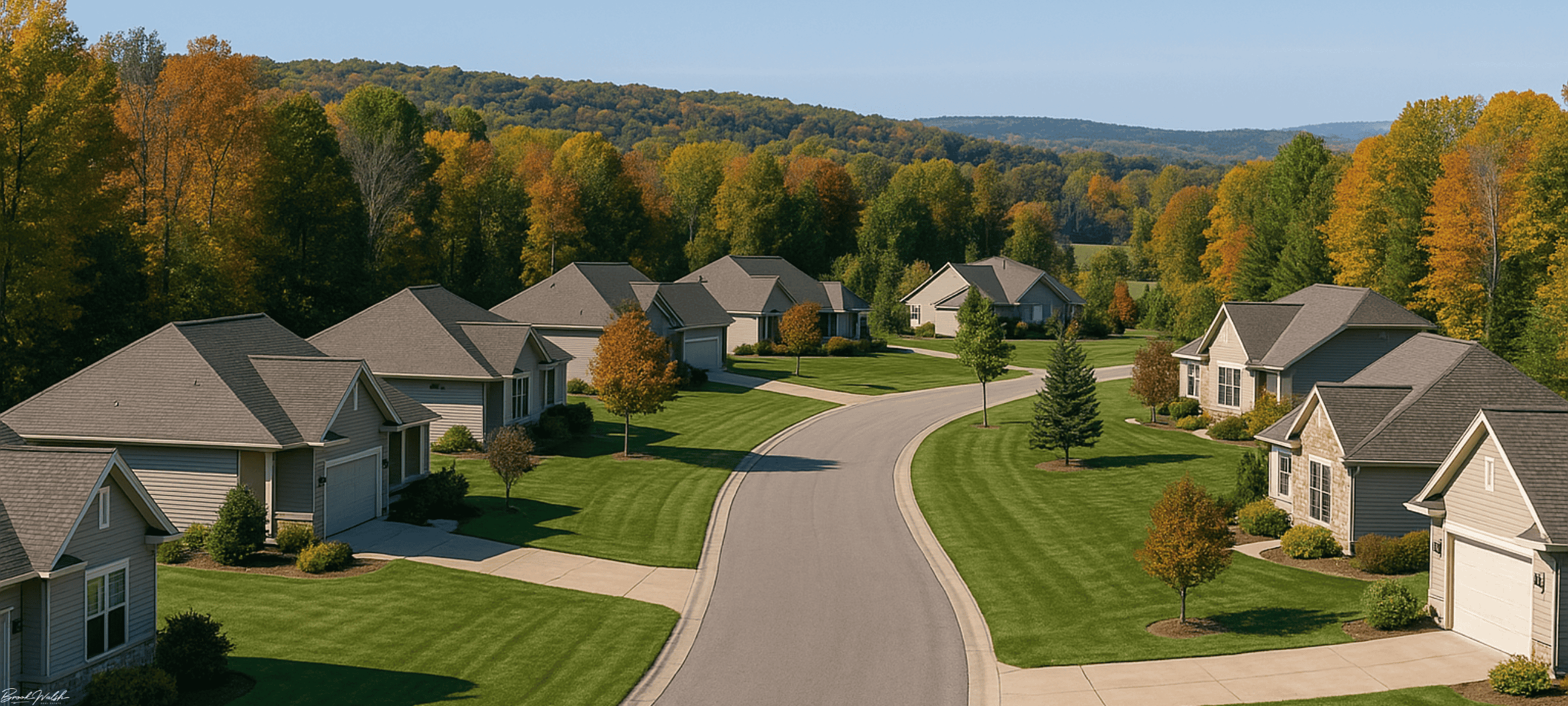 Aerial view of Hunters Ridge neighborhood in Petoskey, MI