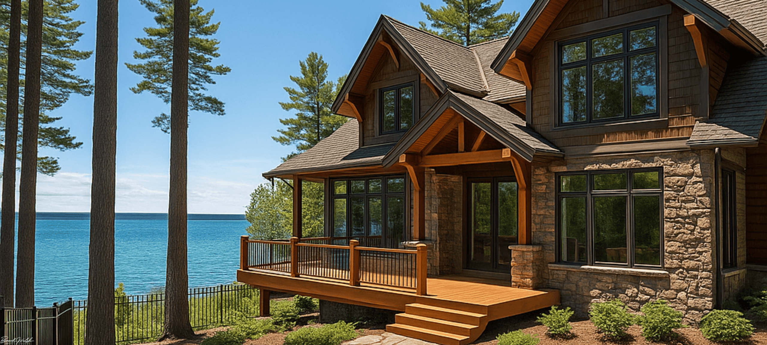 Idylwilde Harbor Springs luxury home with lake views and wooded surroundings