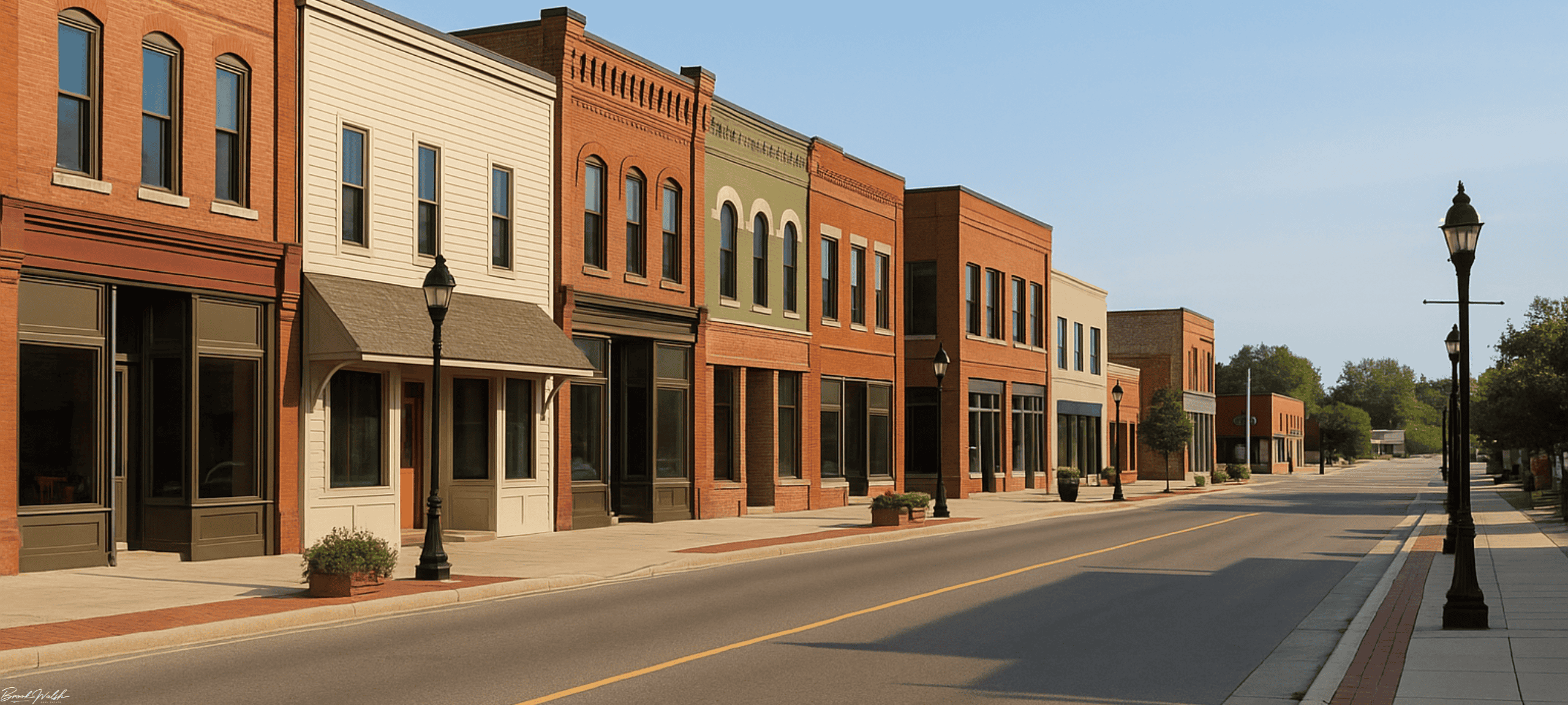 Town center commercial buildings and offices in Johannesburg, Michigan