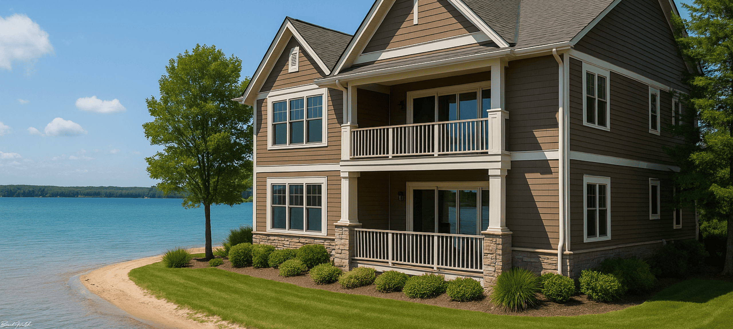 View of Kewadin MI condo with lakefront access