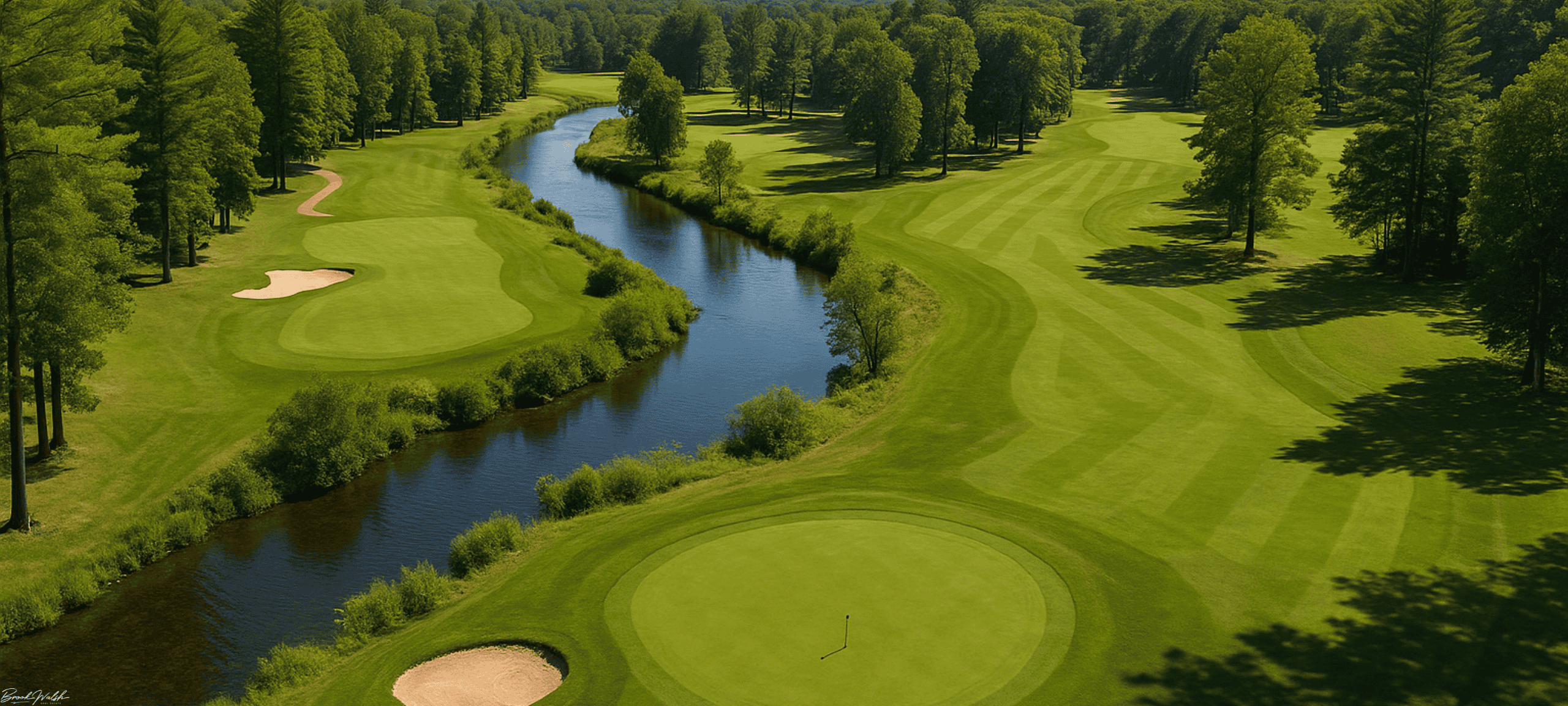 Aerial view of Maple River Golf Club in Brutus, MI