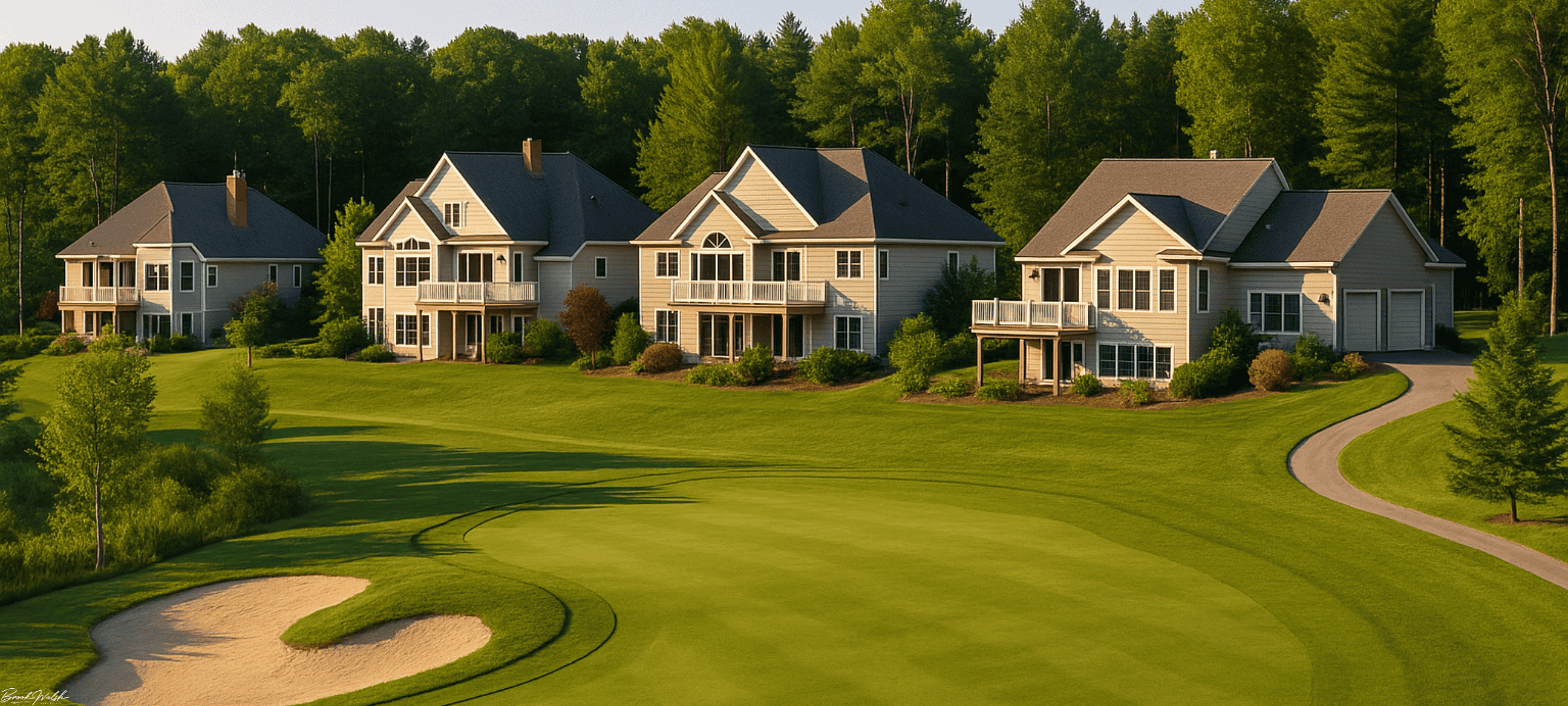 Mistwood Golf Course homes with fairway and wooded views
