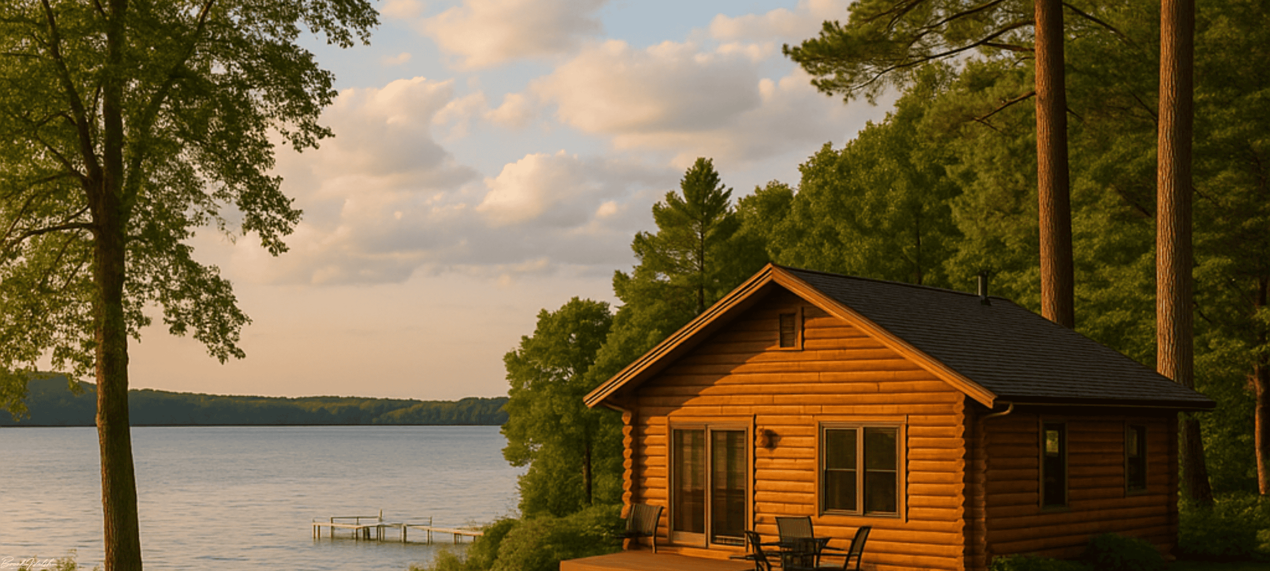 Mullett Lake land lover home with lake view and wooded lot
