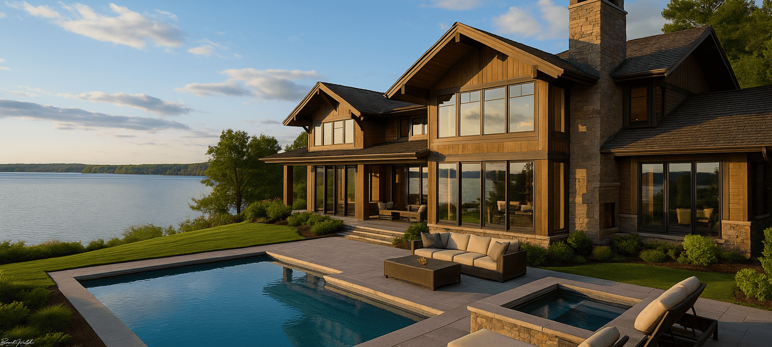 Luxury waterfront home in Northern Michigan with scenic views