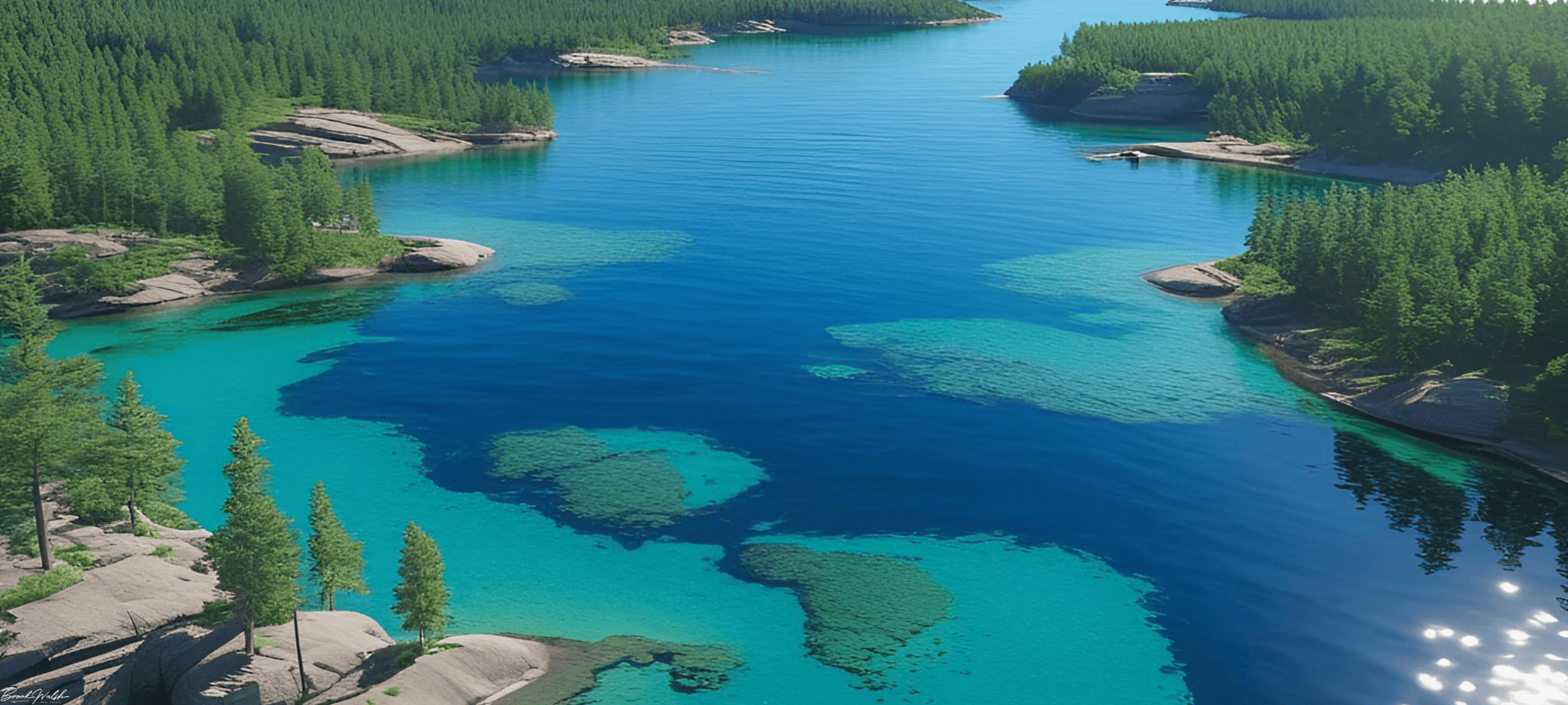 Aerial view of Northern Michigan’s scenic Chain of Lakes