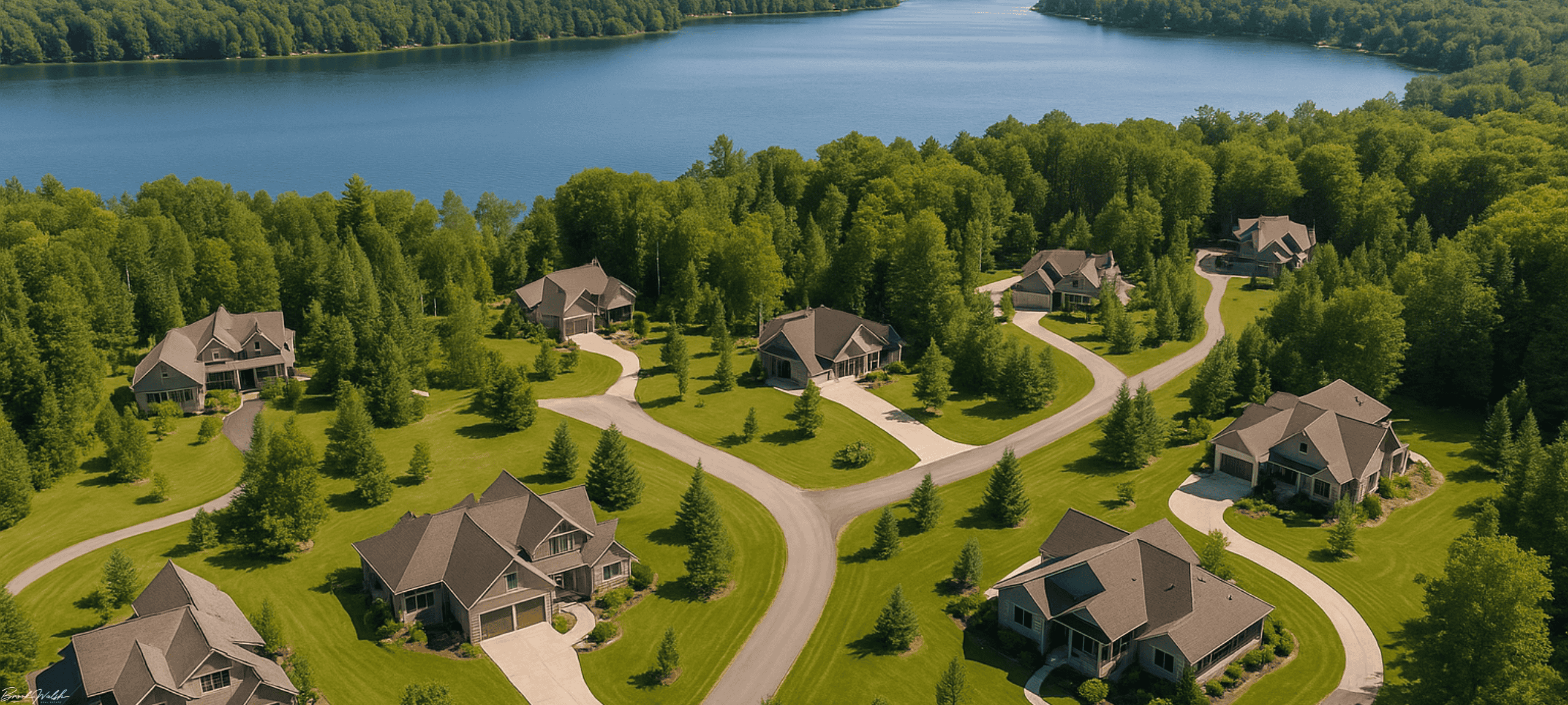 Aerial view of Oaks of Walloon homes near Walloon Lake