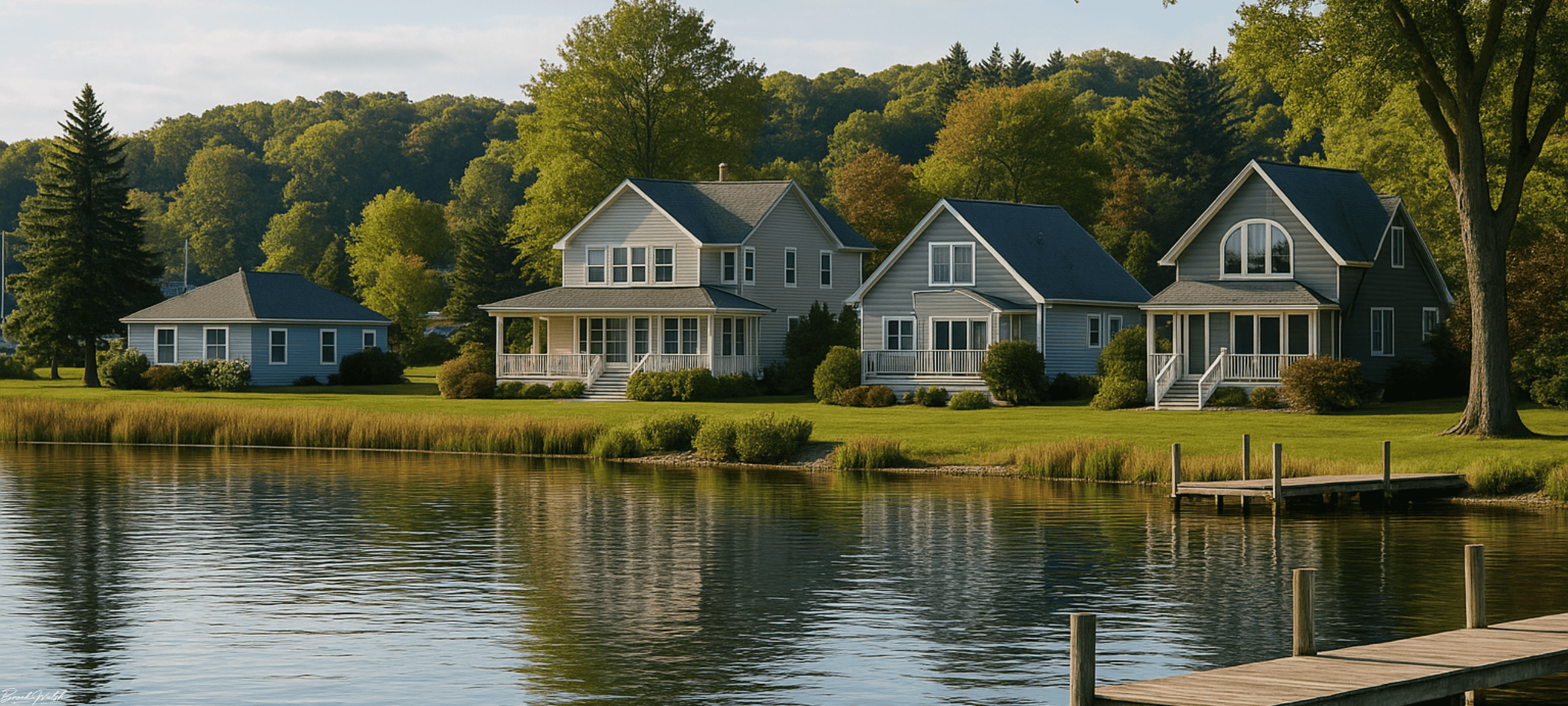 Charming lakefront homes for sale in Onekama, Michigan with Portage Lake views