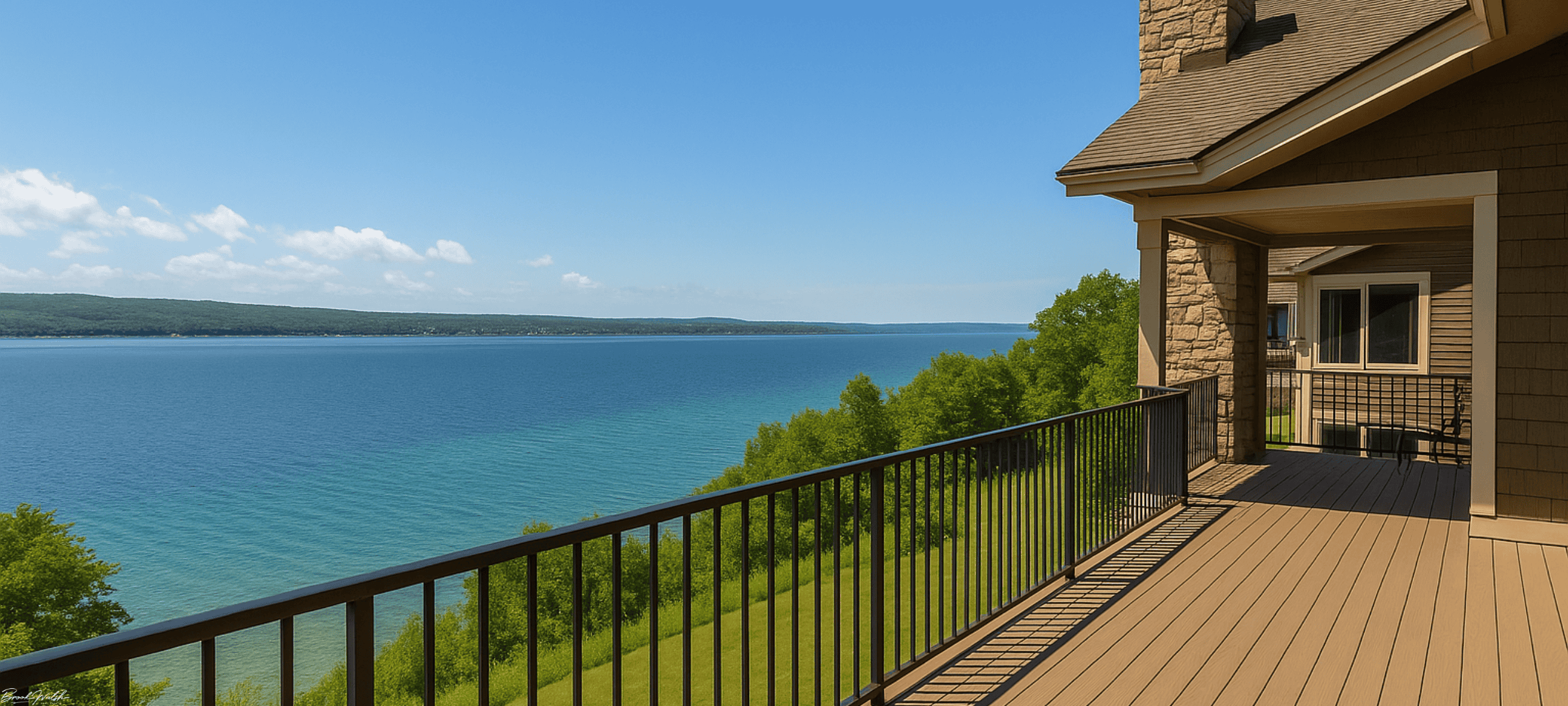 Scenic view from a Pine Bluff condo overlooking Little Traverse Bay