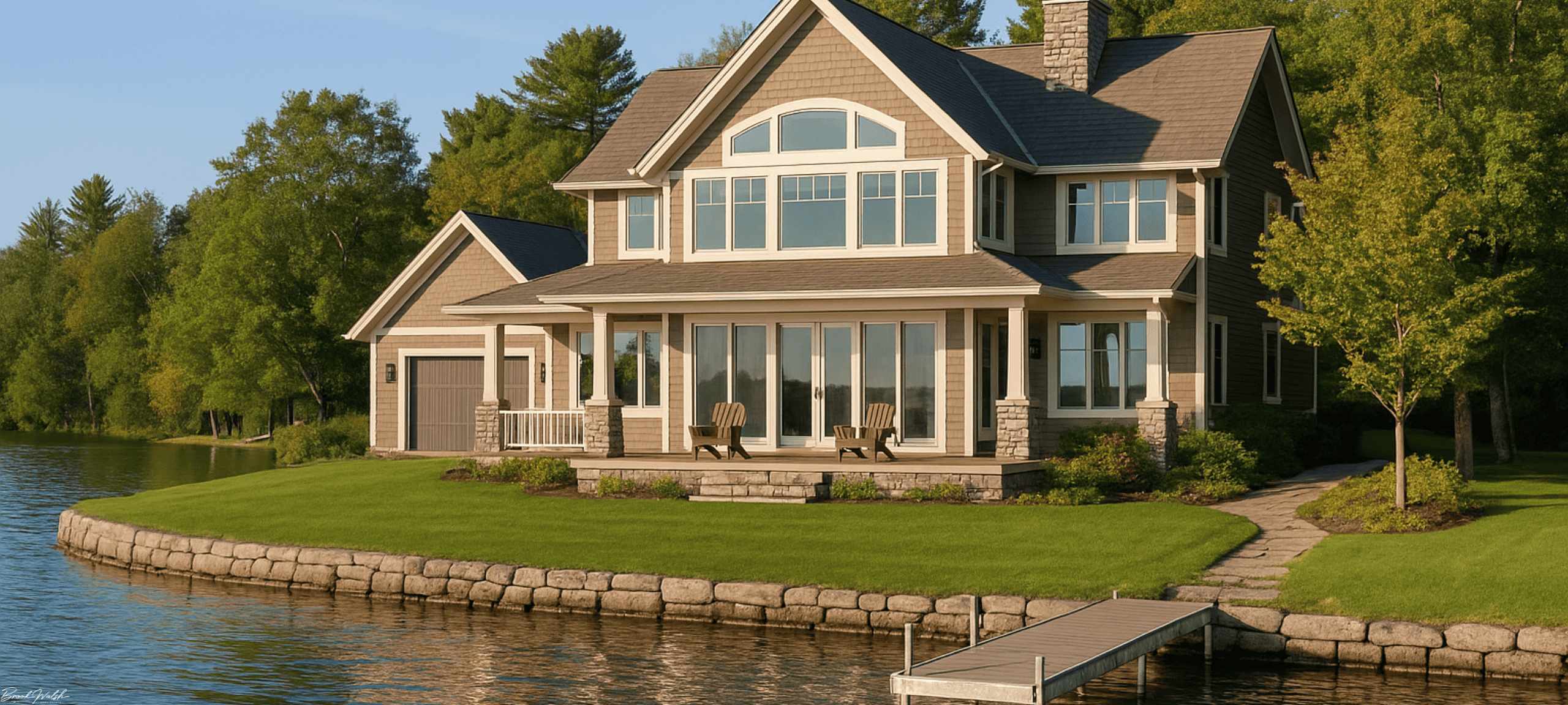 Pine Lake Club home with lake view in Charlevoix, Michigan