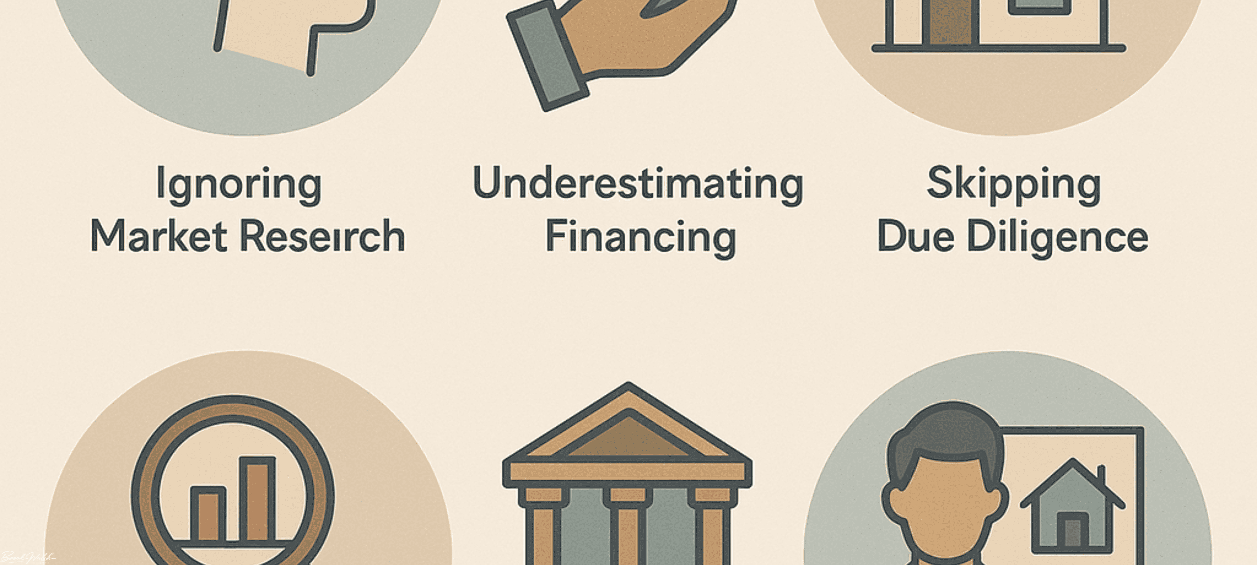 Infographic showing four common rookie mistakes in real estate investing with three actionable fixes.