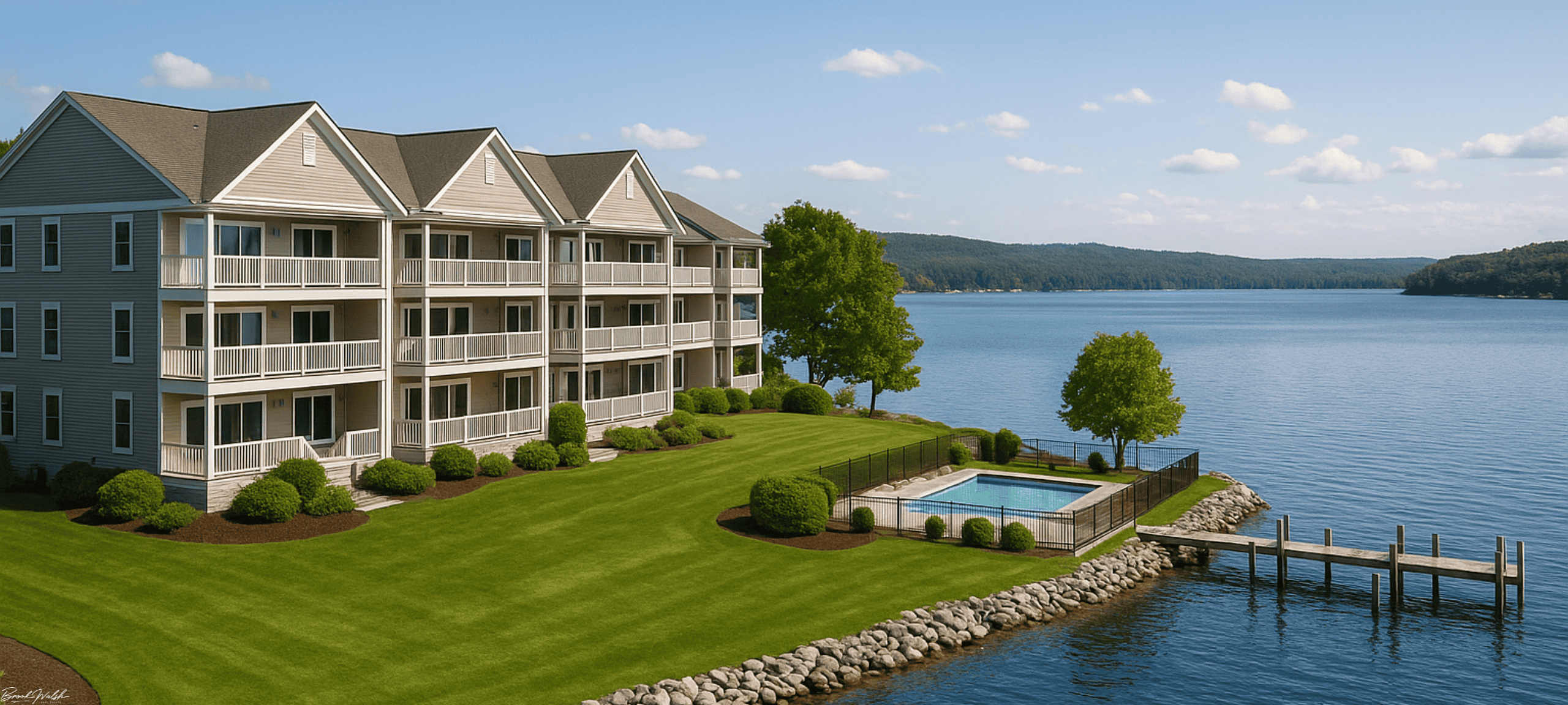 Smugglers Cove Condominiums on Lake Charlevoix with waterfront views in East Jordan, Michigan