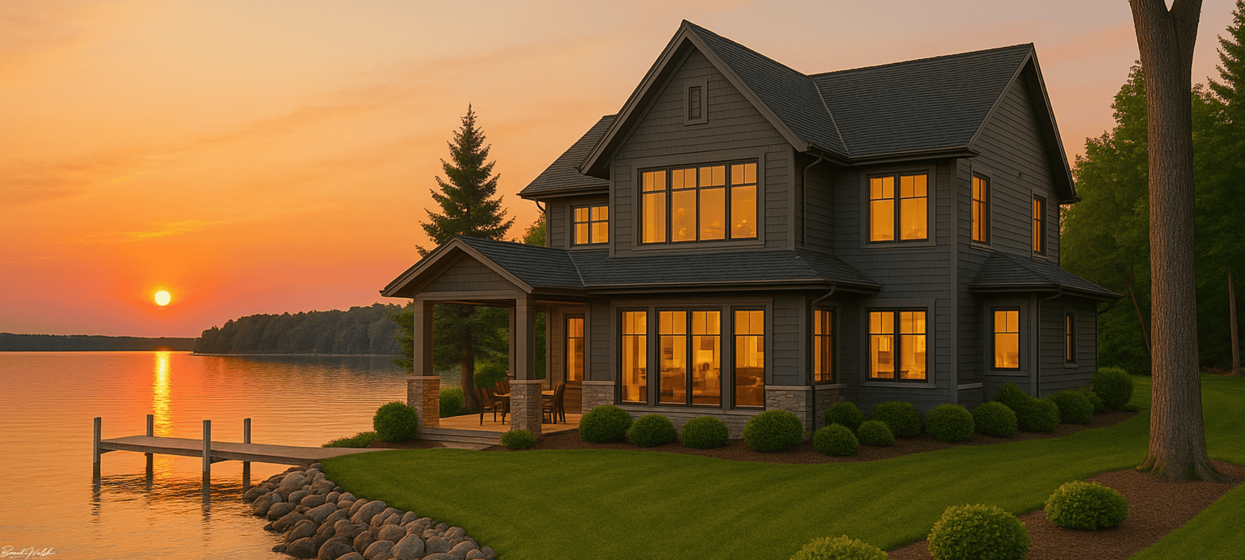 Luxury lakefront home in Suttons Bay, Michigan with private dock