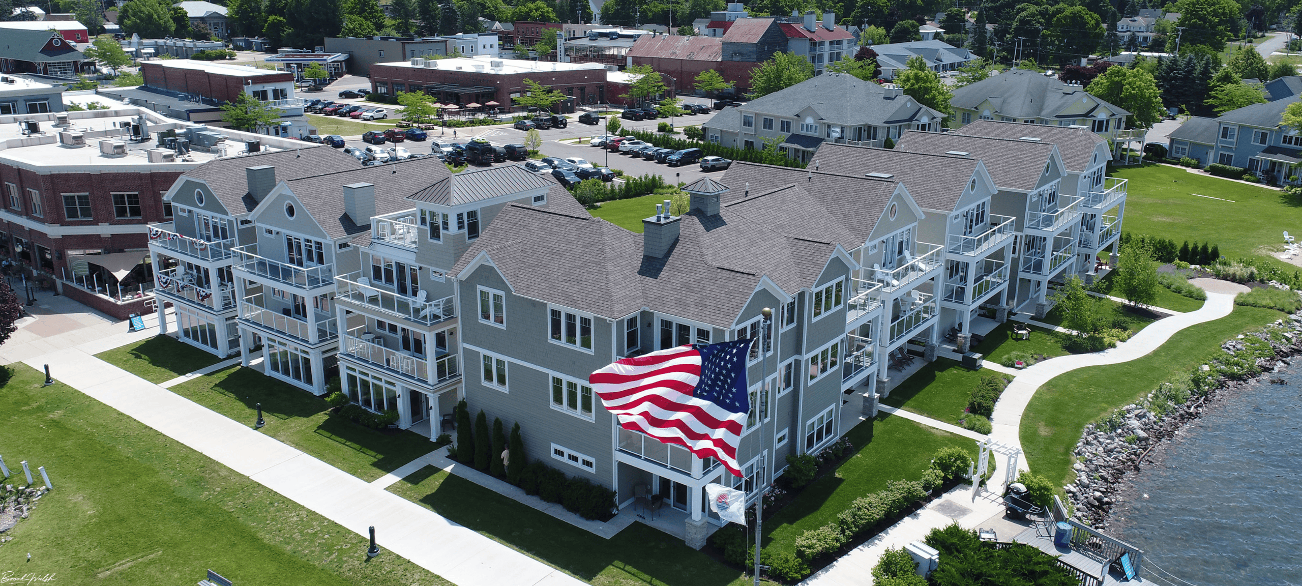 Lakefront Resort Cottages in Boyne City, MI with modern amenities and scenic views.